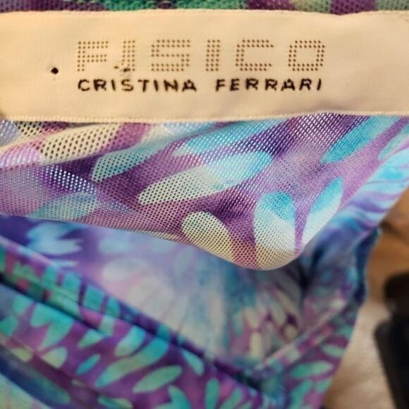 Fisico Cristina Ferrari Blue & Purple tie dye print Batwing Top Size m high end - Picture 6 of 6